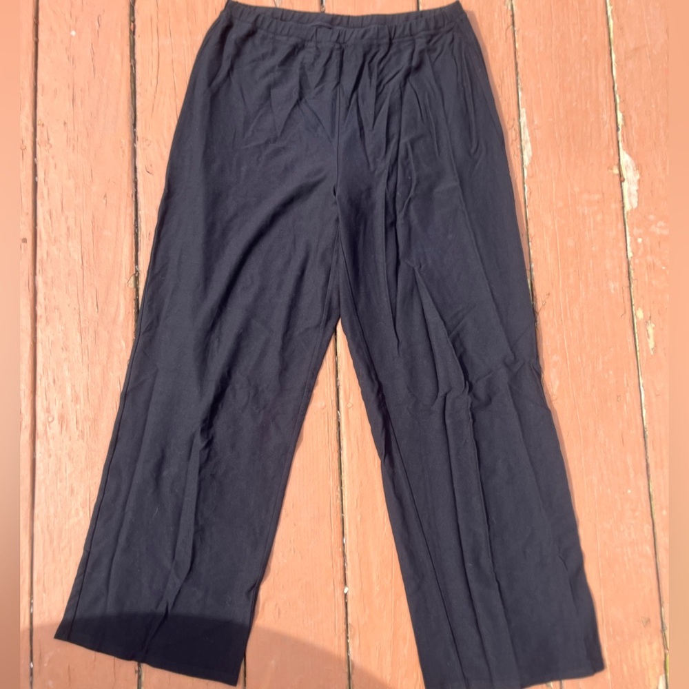 Eileen Fisher Black Knit Wide-Leg Trousers